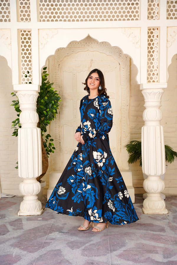 Martina Black Floral Maxi - 353