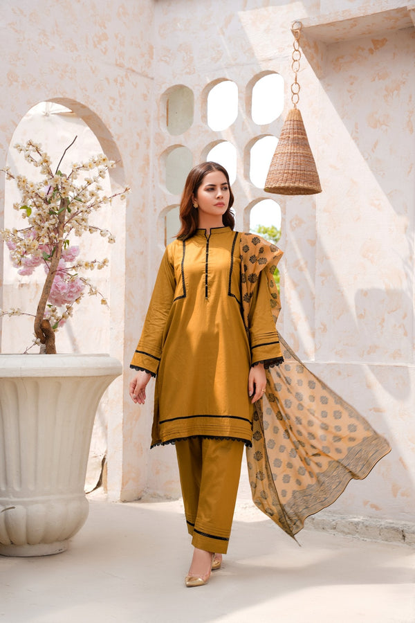 Camel Color Premium Lawn Ready To Wear - 420