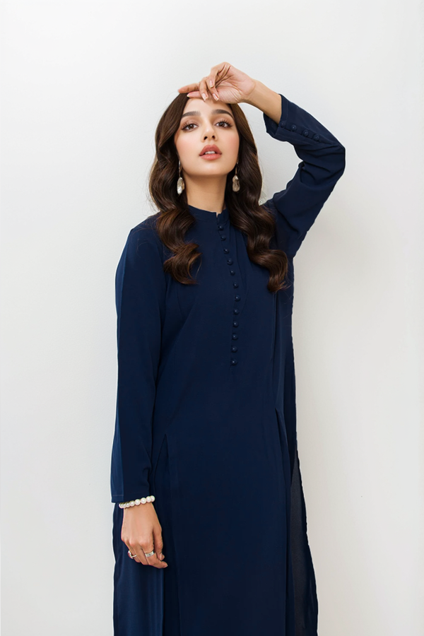 Sara: Navy Blue Color Co Ord - 444